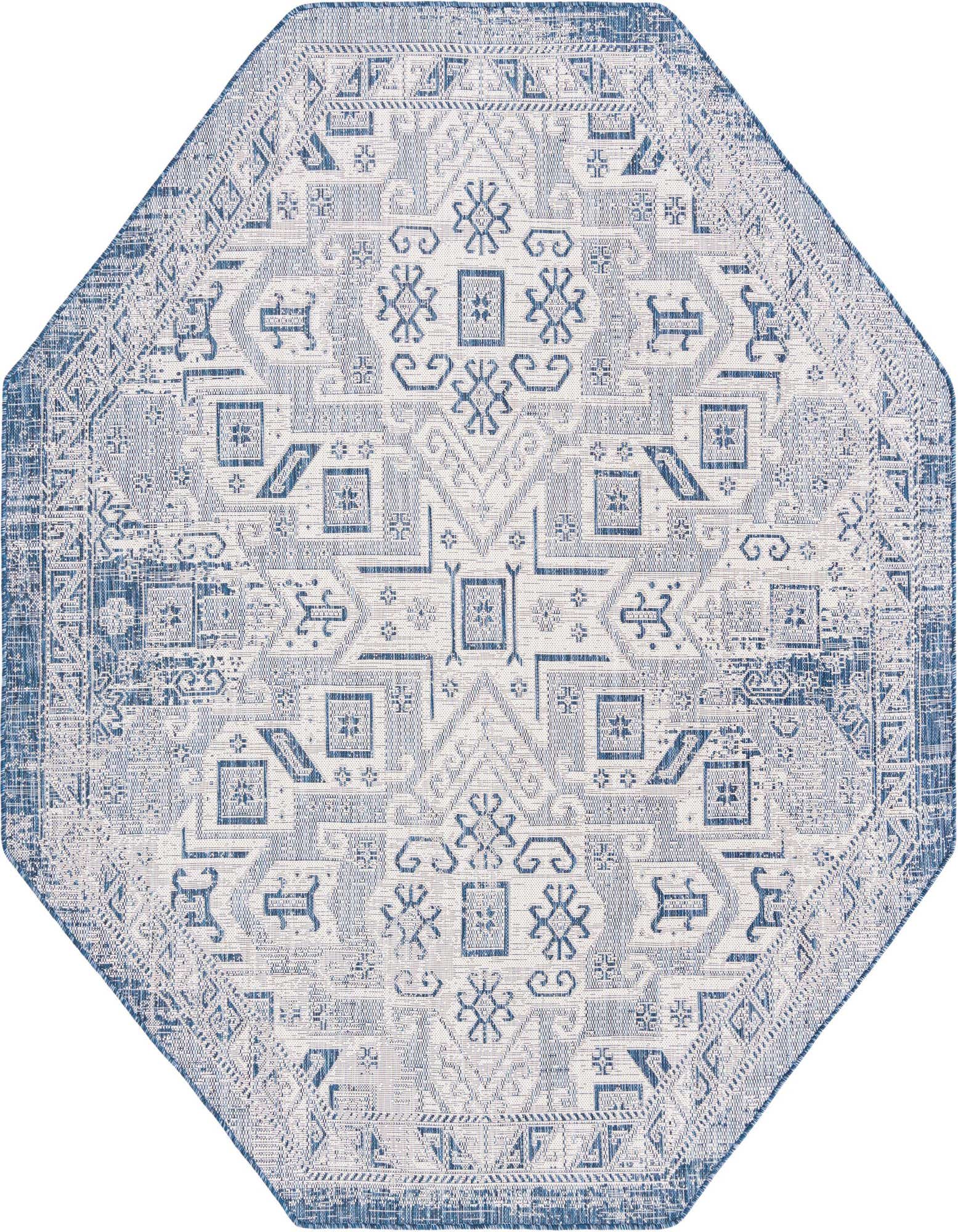 Primary image 7' 10 x 7' 10  Washable Aztec Indoor / Outdoor Octagon Rug