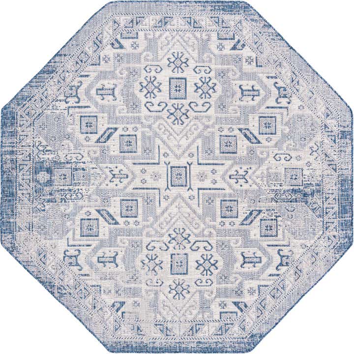 7' 10 x 7' 10 Easy-Clean Aztec Indoor / Outdoor Octagon Rug