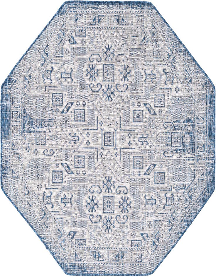 Detail image of 5' 3 x 5' 3 Easy-Clean Aztec Indoor / Outdoor Octagon Rug