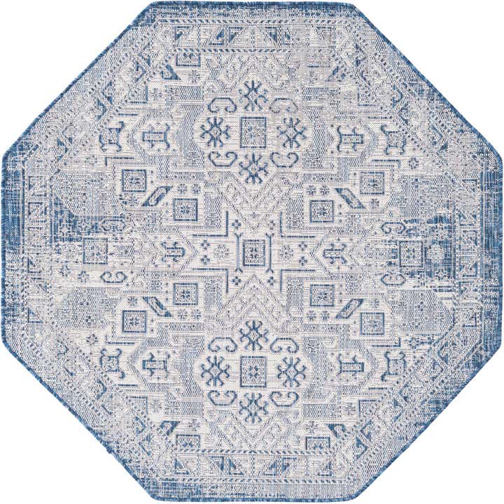 5' 3 x 5' 3 Easy-Clean Aztec Indoor / Outdoor Octagon Rug
