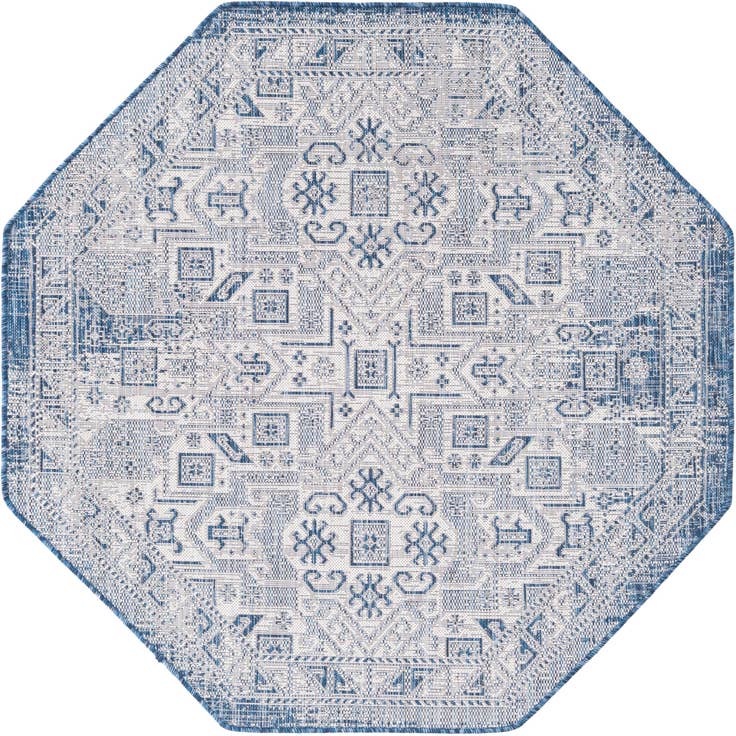 Detail image of 5' 3 x 5' 3 Easy-Clean Aztec Indoor / Outdoor Octagon Rug