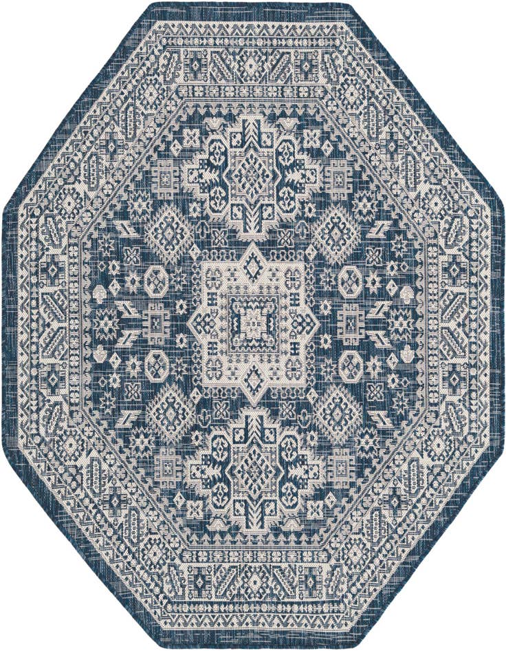 Detail image of 5' 3 x 5' 3 Easy-Clean Aztec Indoor / Outdoor Octagon Rug