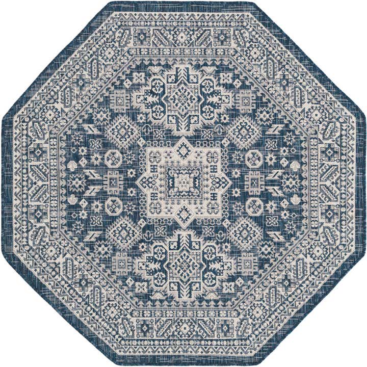 5' 3 x 5' 3 Easy-Clean Aztec Indoor / Outdoor Octagon Rug