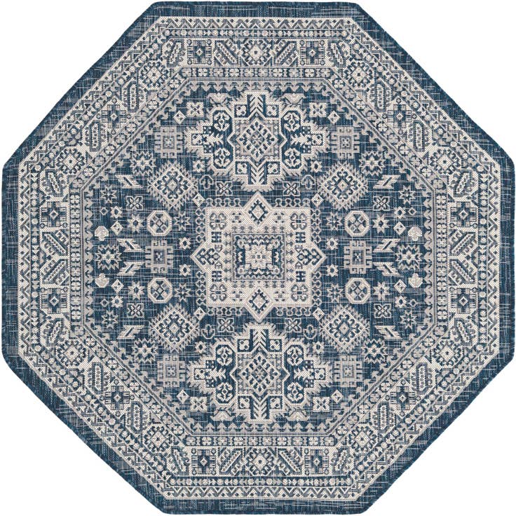 Detail image of 5' 3 x 5' 3 Easy-Clean Aztec Indoor / Outdoor Octagon Rug
