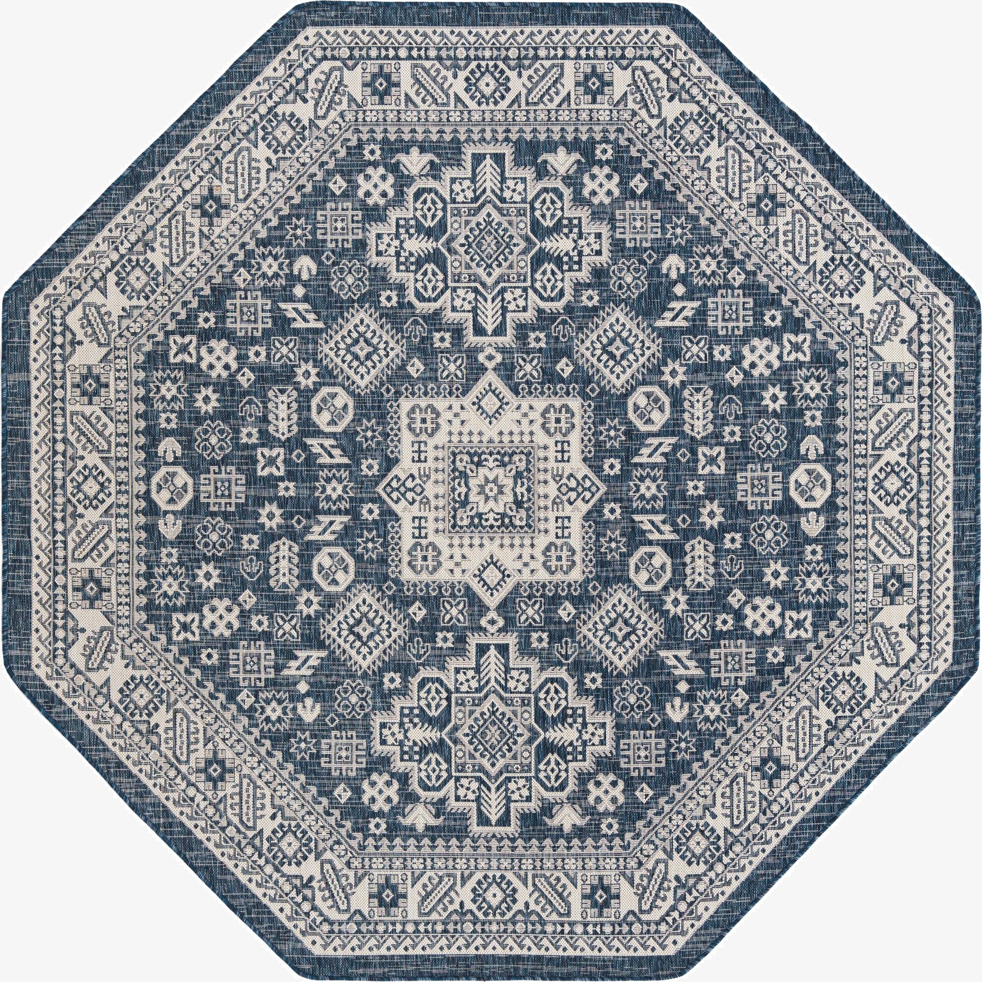 7' 10 x 7' 10  Washable Aztec Indoor / Outdoor Octagon Rug