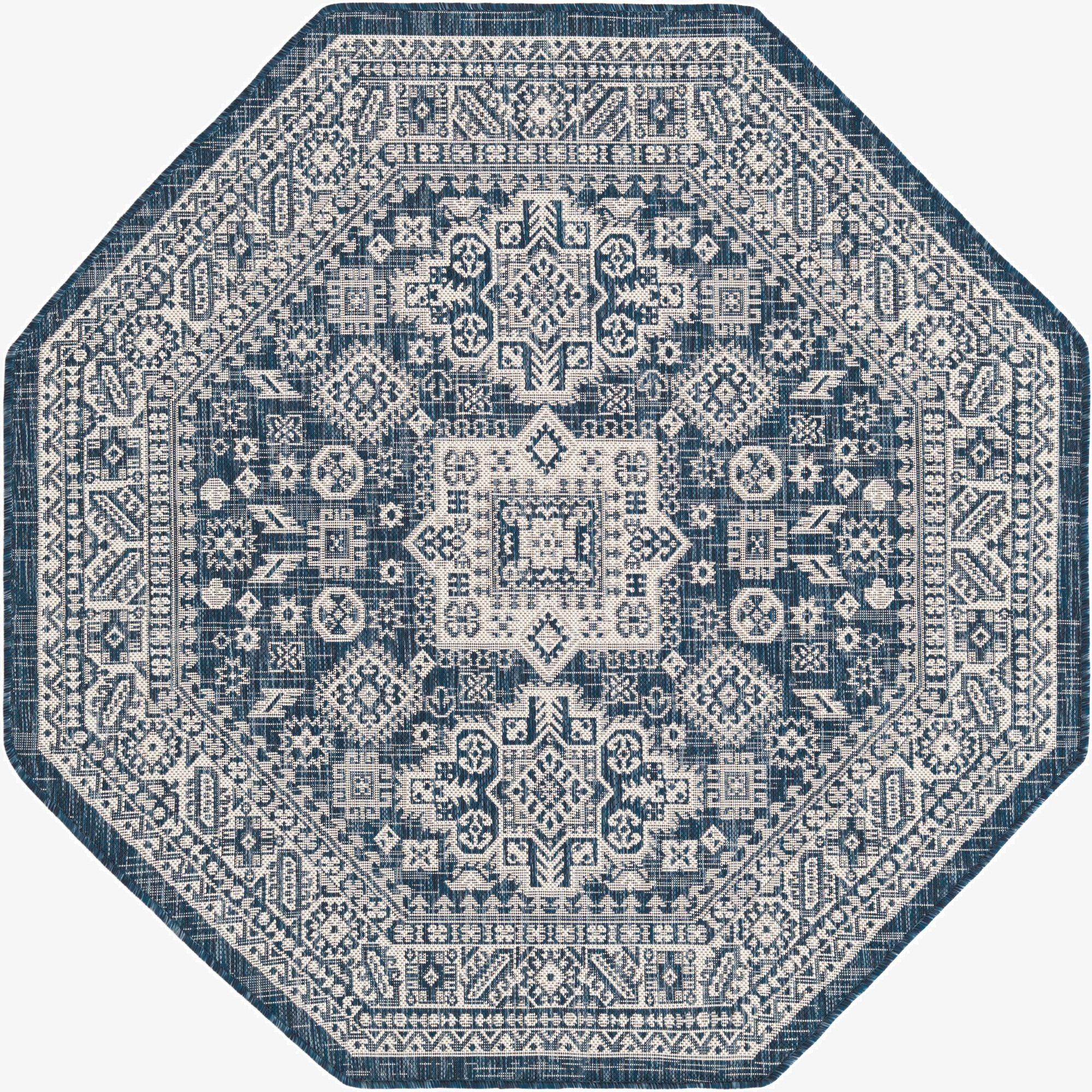 5' 3 x 5' 3  Washable Aztec Indoor / Outdoor Octagon Rug