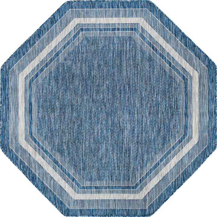 5' 3 x 5' 3 Easy-Clean Border Indoor / Outdoor Octagon Rug