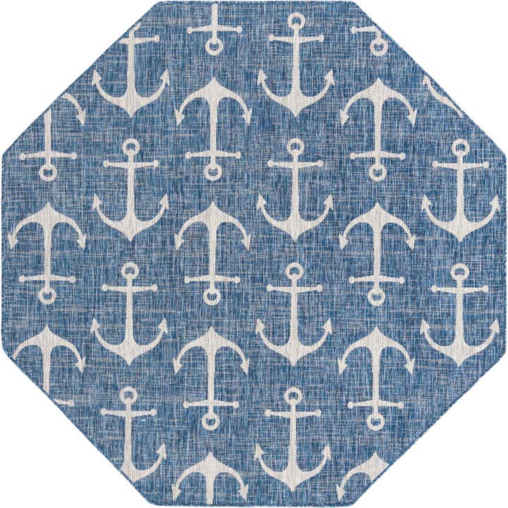7' 10 x 7' 10 Easy-Clean Coastal Indoor / Outdoor Octagon Rug
