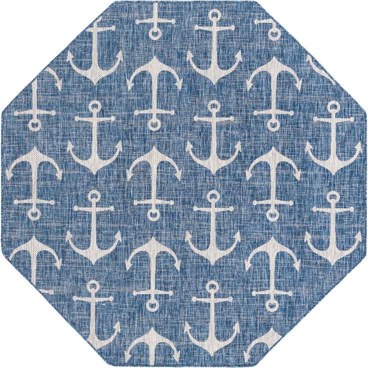 Detail image of 7' 10 x 7' 10 Easy-Clean Coastal Indoor / Outdoor Octagon Rug
