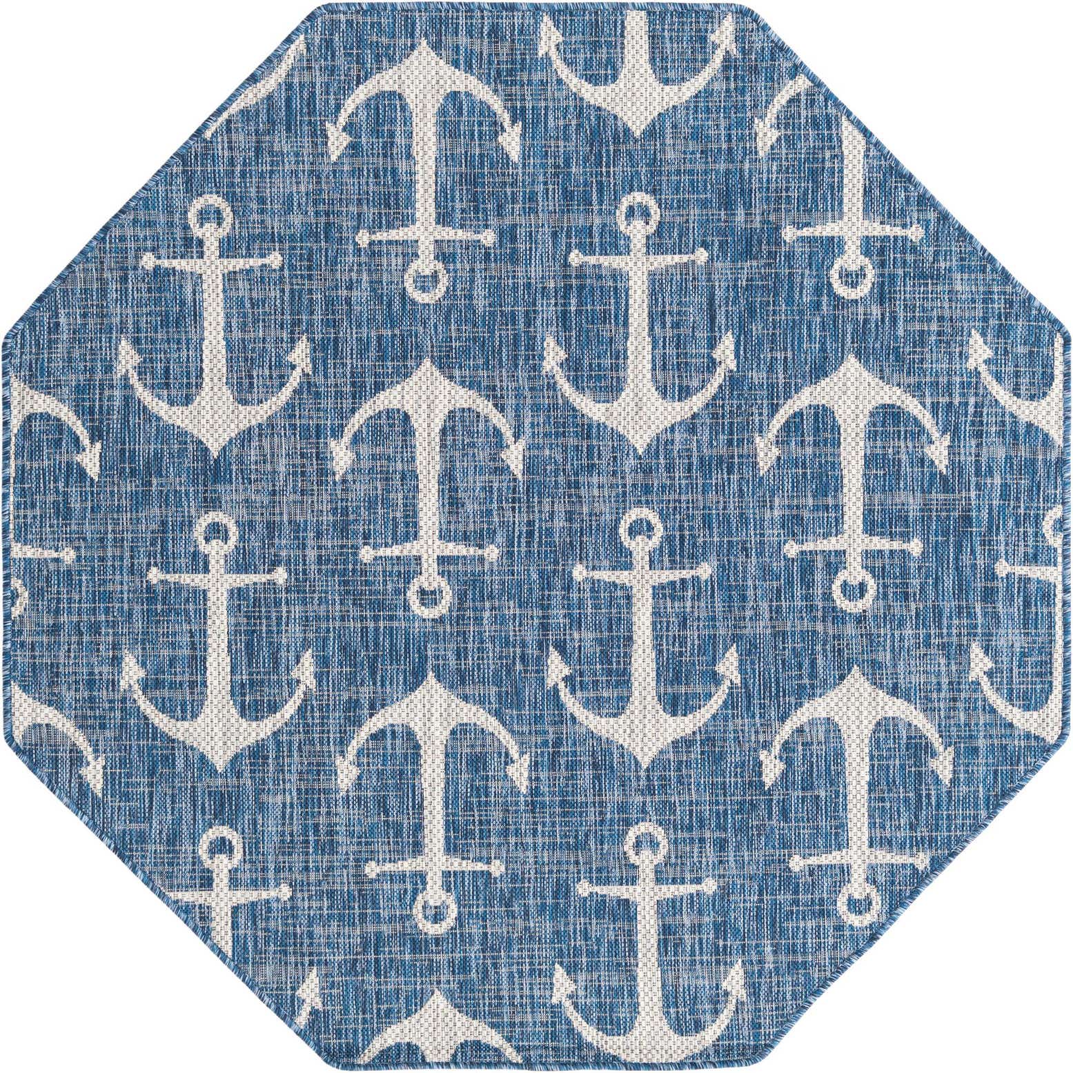 5' 3 x 5' 3 Easy-Clean Coastal Indoor / Outdoor Octagon Rug