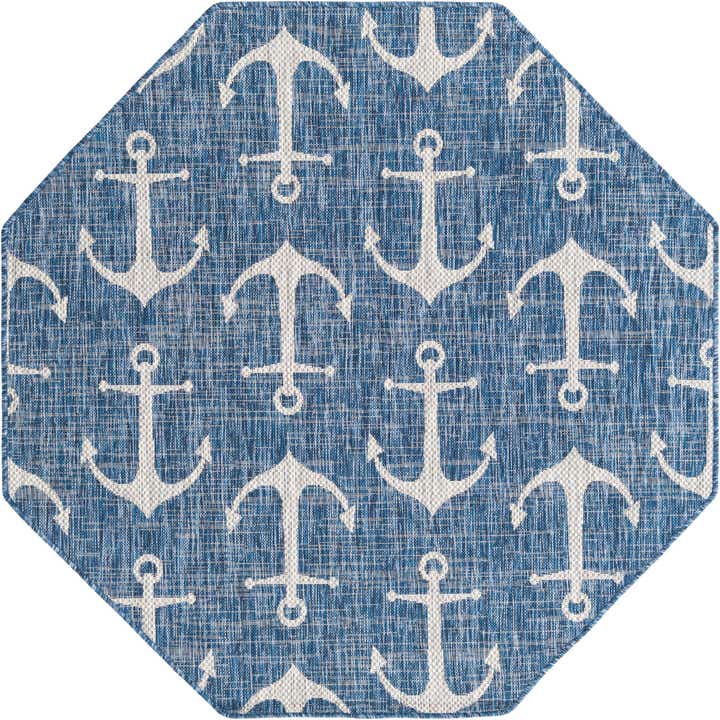 5' 3 x 5' 3 Easy-Clean Coastal Indoor / Outdoor Octagon Rug