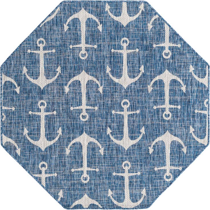 Detail image of 5' 3 x 5' 3 Easy-Clean Coastal Indoor / Outdoor Octagon Rug