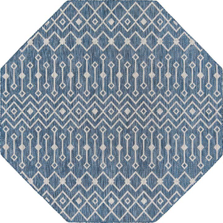 7' 10 x 7' 10 Easy-Clean Lattice Indoor / Outdoor Octagon Rug
