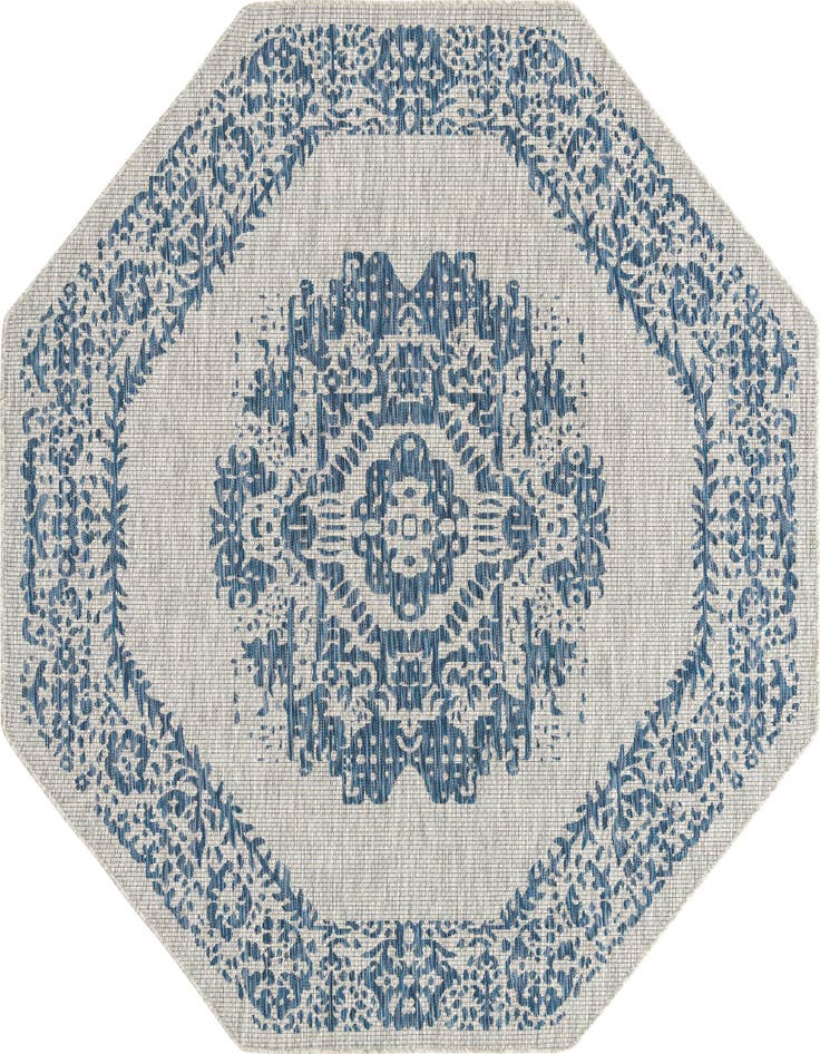 Detail image of 7' 10 x 7' 10 Easy-Clean Traditional Indoor / Outdoor Octagon Rug