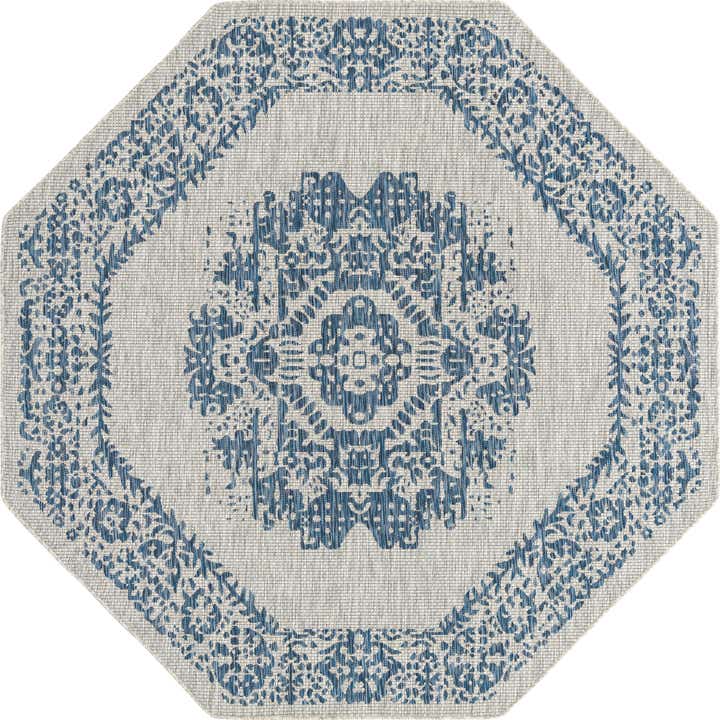7' 10 x 7' 10 Easy-Clean Traditional Indoor / Outdoor Octagon Rug