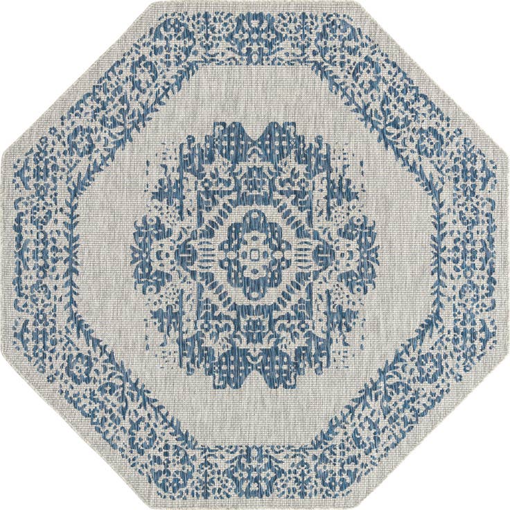 Detail image of 7' 10 x 7' 10 Easy-Clean Traditional Indoor / Outdoor Octagon Rug