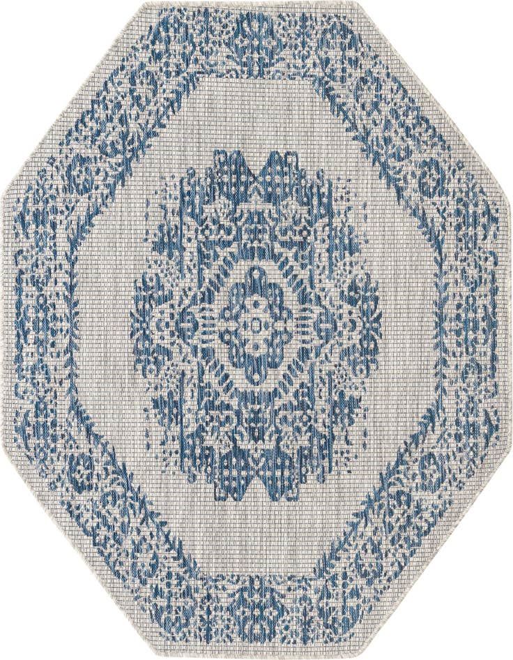 Detail image of 5' 3 x 5' 3 Easy-Clean Traditional Indoor / Outdoor Octagon Rug