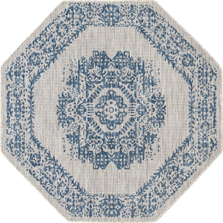 Detail image of 5' 3 x 5' 3 Easy-Clean Traditional Indoor / Outdoor Octagon Rug