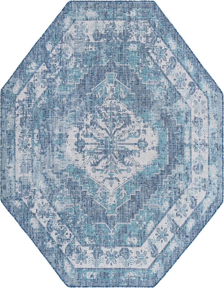 Detail image of 7' 10 x 7' 10 Easy-Clean Traditional Indoor / Outdoor Octagon Rug