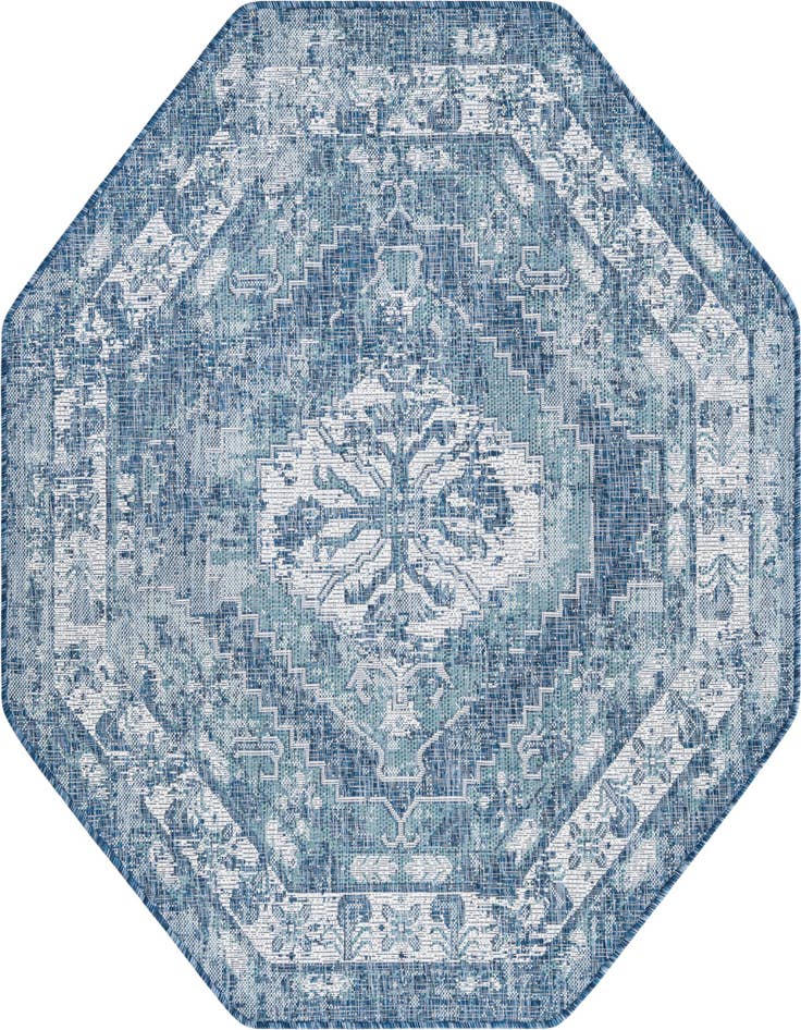 Detail image of 5' 3 x 5' 3 Easy-Clean Traditional Indoor / Outdoor Octagon Rug
