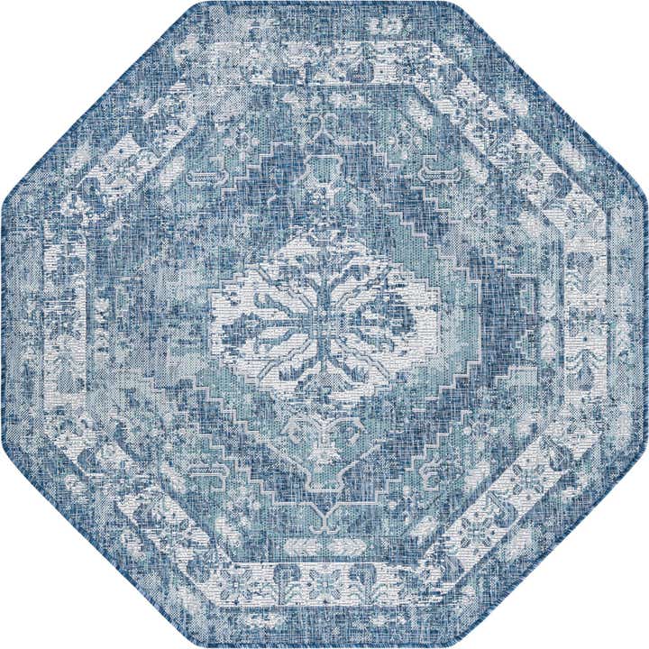 5' 3 x 5' 3 Easy-Clean Traditional Indoor / Outdoor Octagon Rug