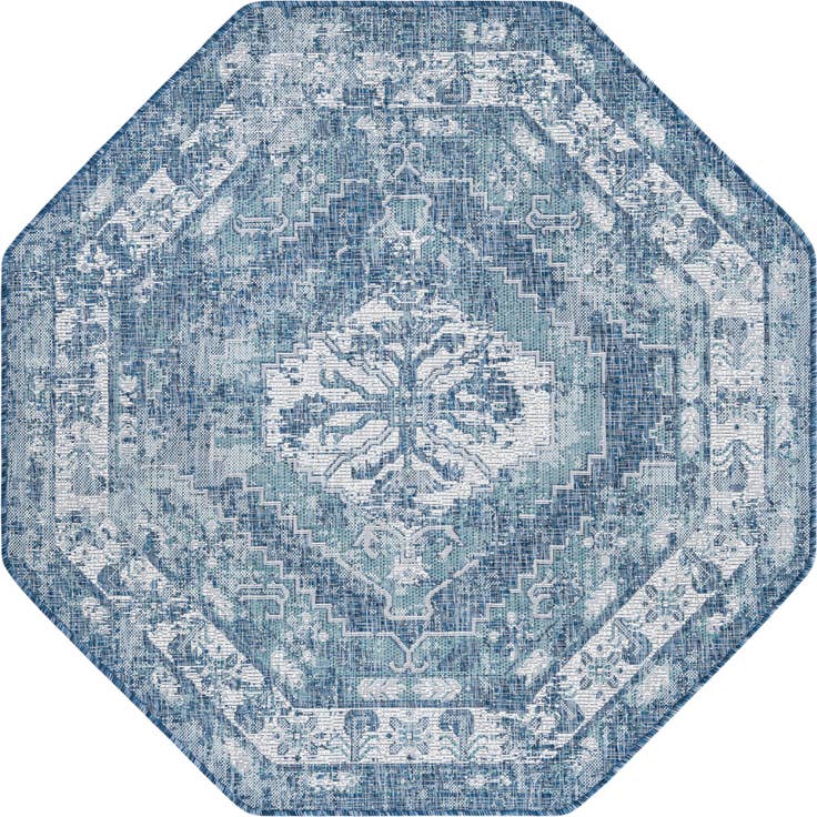 Detail image of 5' 3 x 5' 3 Easy-Clean Traditional Indoor / Outdoor Octagon Rug