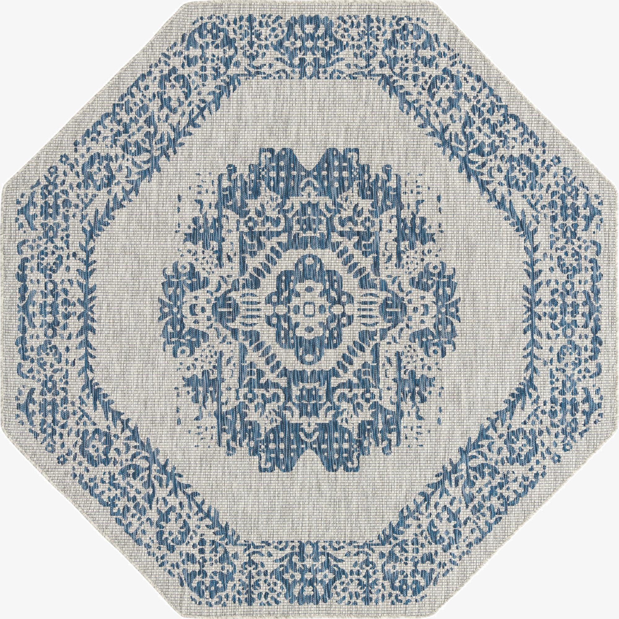 7' 10 x 7' 10  Washable Traditional Indoor / Outdoor Octagon Rug