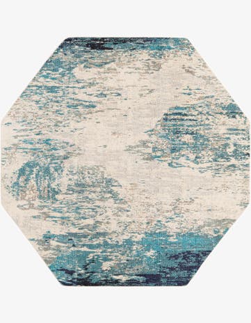 Blue Washable Vivid Octagon Rug