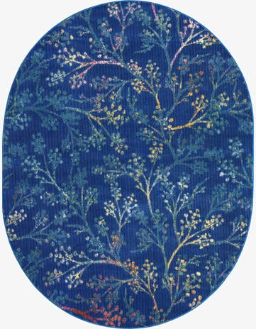 Blue Blossom Oval Rug