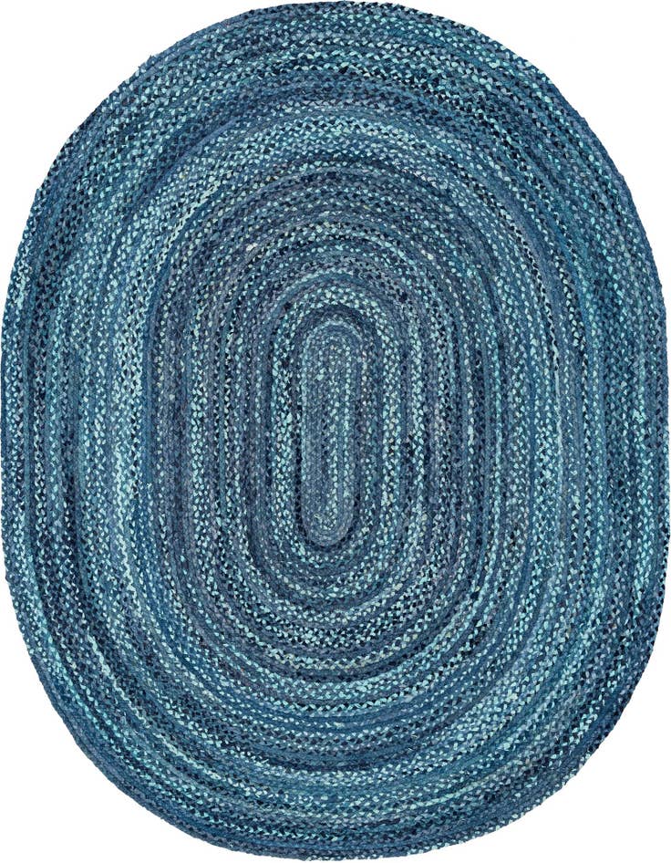 Detail image of 8' x 10'  Hand Braided Chindi Oval Rug