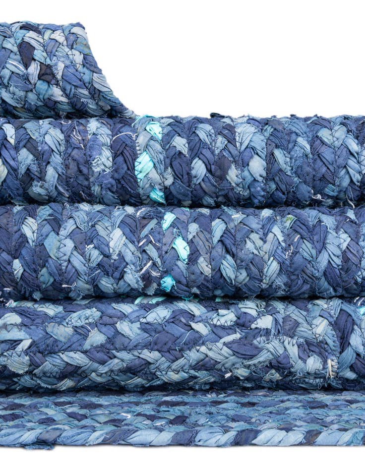 Detail image of 3' 3 x 5' 1  Hand Braided Chindi Oval Rug