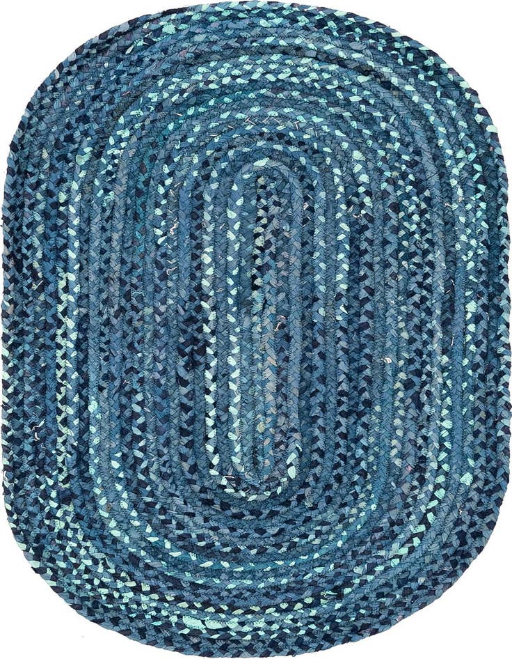 Detail image of 3' 3 x 5' 1  Hand Braided Chindi Oval Rug