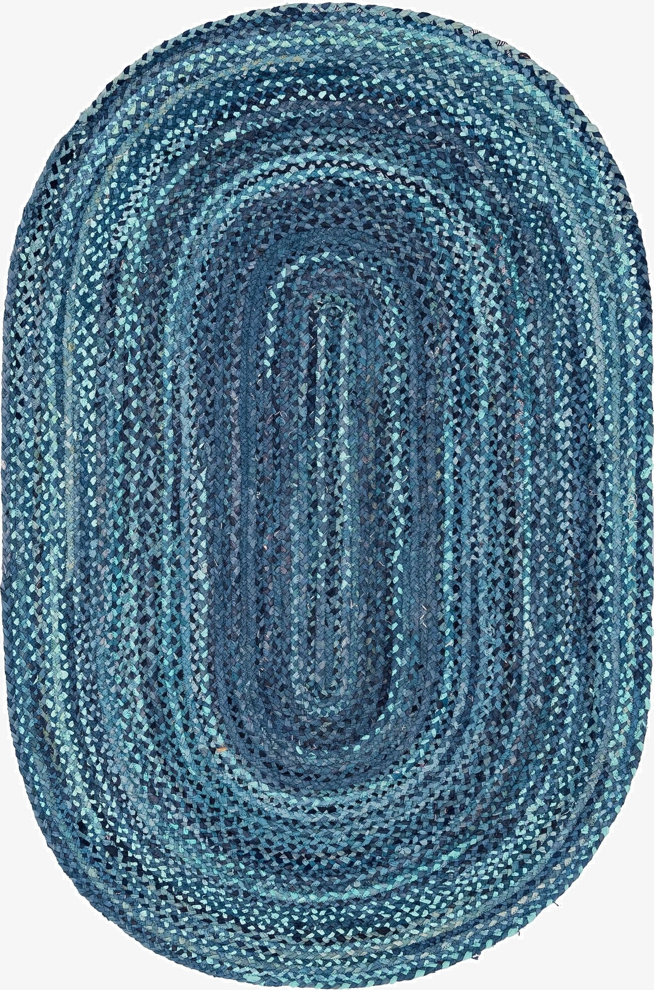 5' 1 x 8'  Hand Braided Chindi Oval Rug