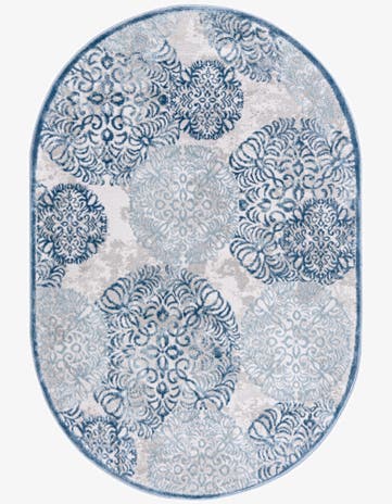 Blue Chesterfield Oval Rug