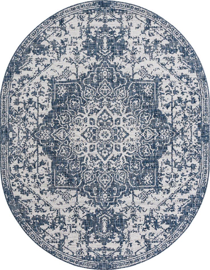 Detail image of 7' 10 x 10' Easy-Clean Jill Zarin Dubai Indoor / Outdoor Oval Rug
