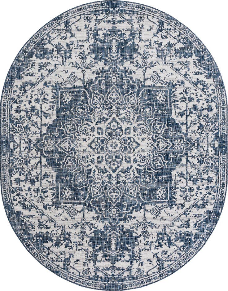 Detail image of 7' 10 x 10' Easy-Clean Jill Zarin Dubai Indoor / Outdoor Oval Rug