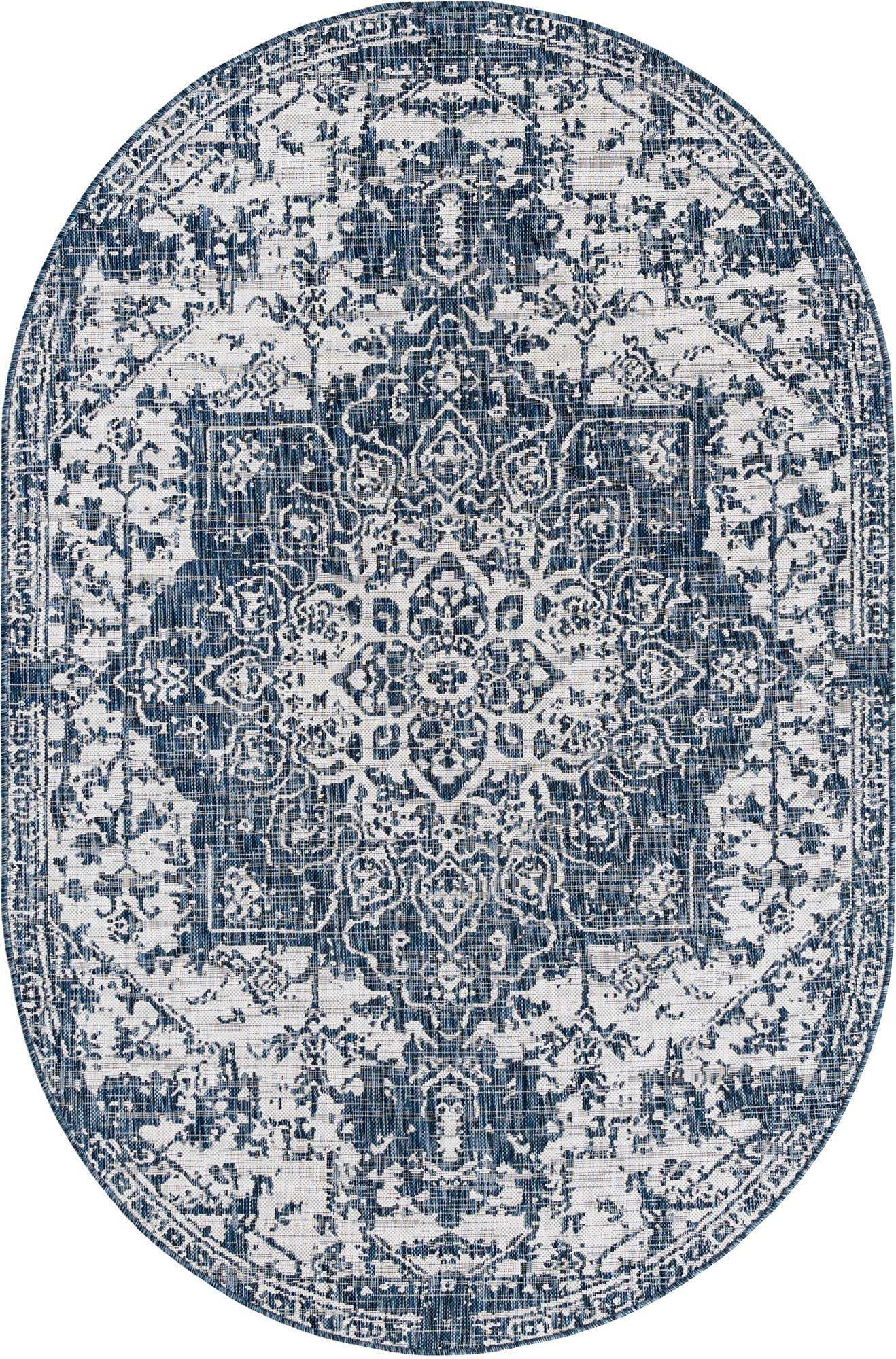 5' 3 x 8' Easy-Clean Jill Zarin Dubai Indoor / Outdoor Oval Rug