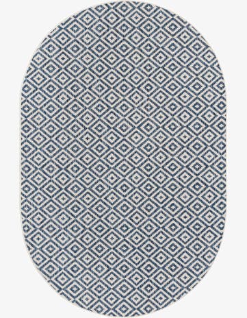Blue Easy-Clean Jill Zarin Costa Rica Indoor / Outdoor Oval Rug