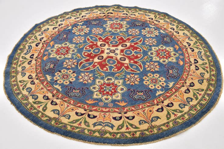 Detail image of 6' 6 x 6' 8 Hand Knotted Kazak Oval Rug