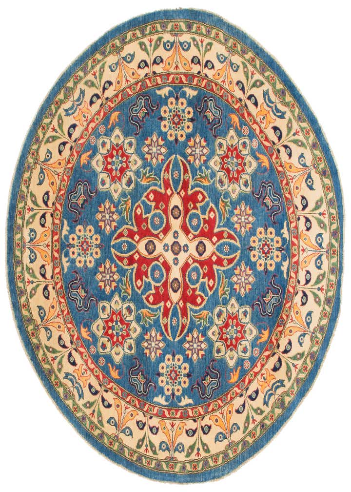 6' 6 x 6' 8 Hand Knotted Kazak Oval Rug