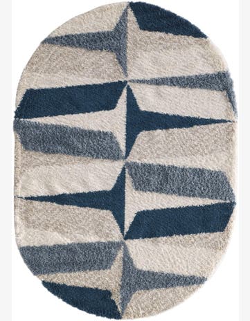 Blue Lagom Shag Oval Teppich