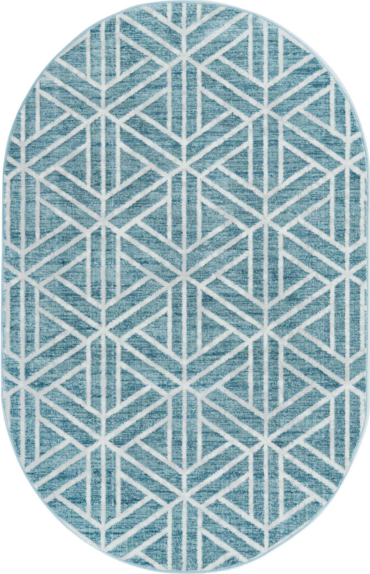 5' 3 x 8' Lattice Trellis Oval Rug