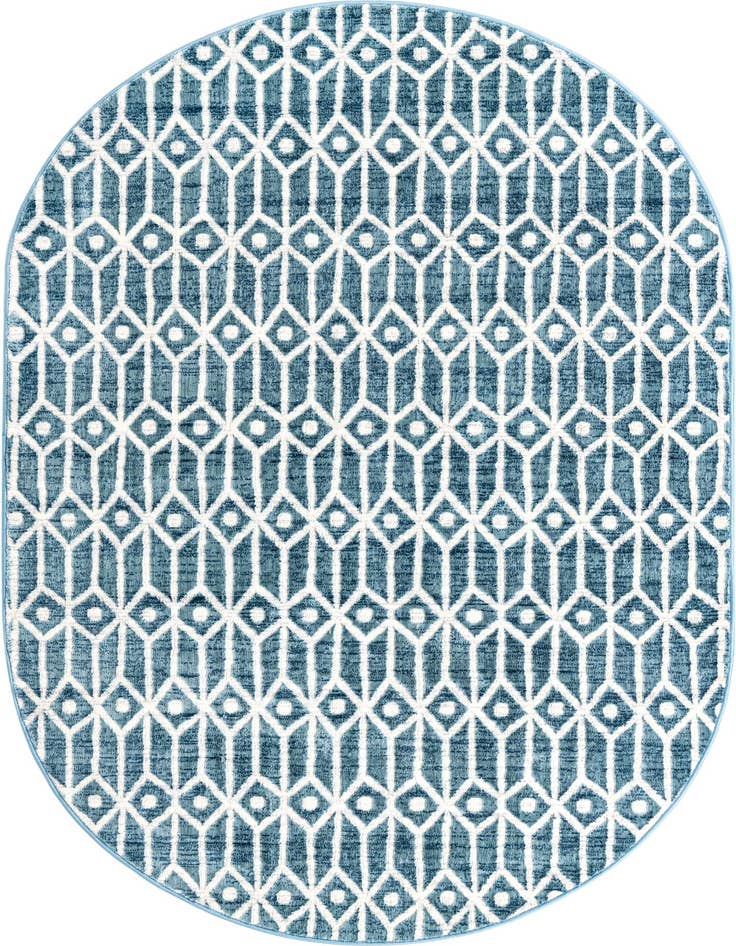 Detail image of 5' 3 x 8' Lattice Trellis Oval Rug