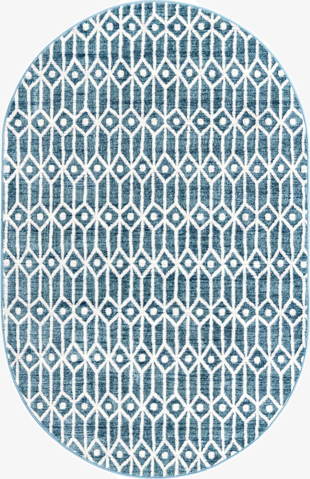 5' 3 x 8' Lattice Trellis Oval Rug