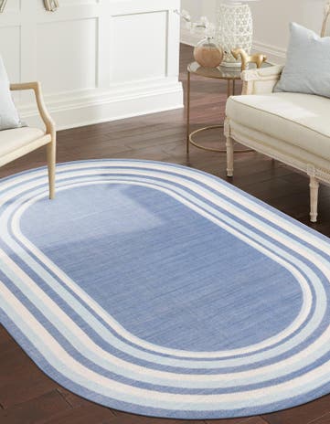 Blue Lotus Oval Rug