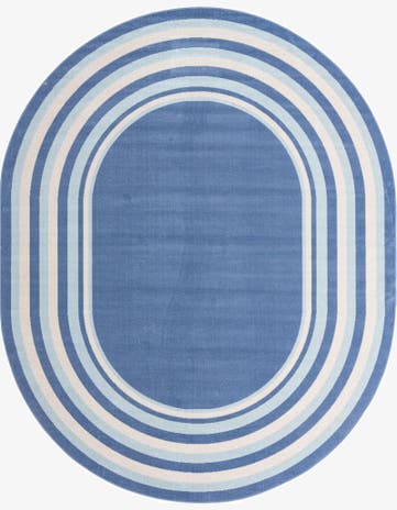 Blue Lotus Oval Rug