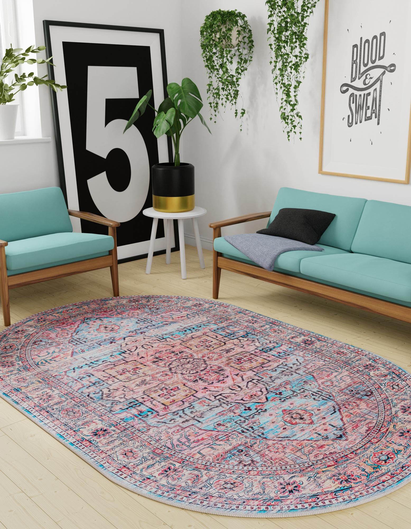4' x 6' Washable Maahru Oval Rug