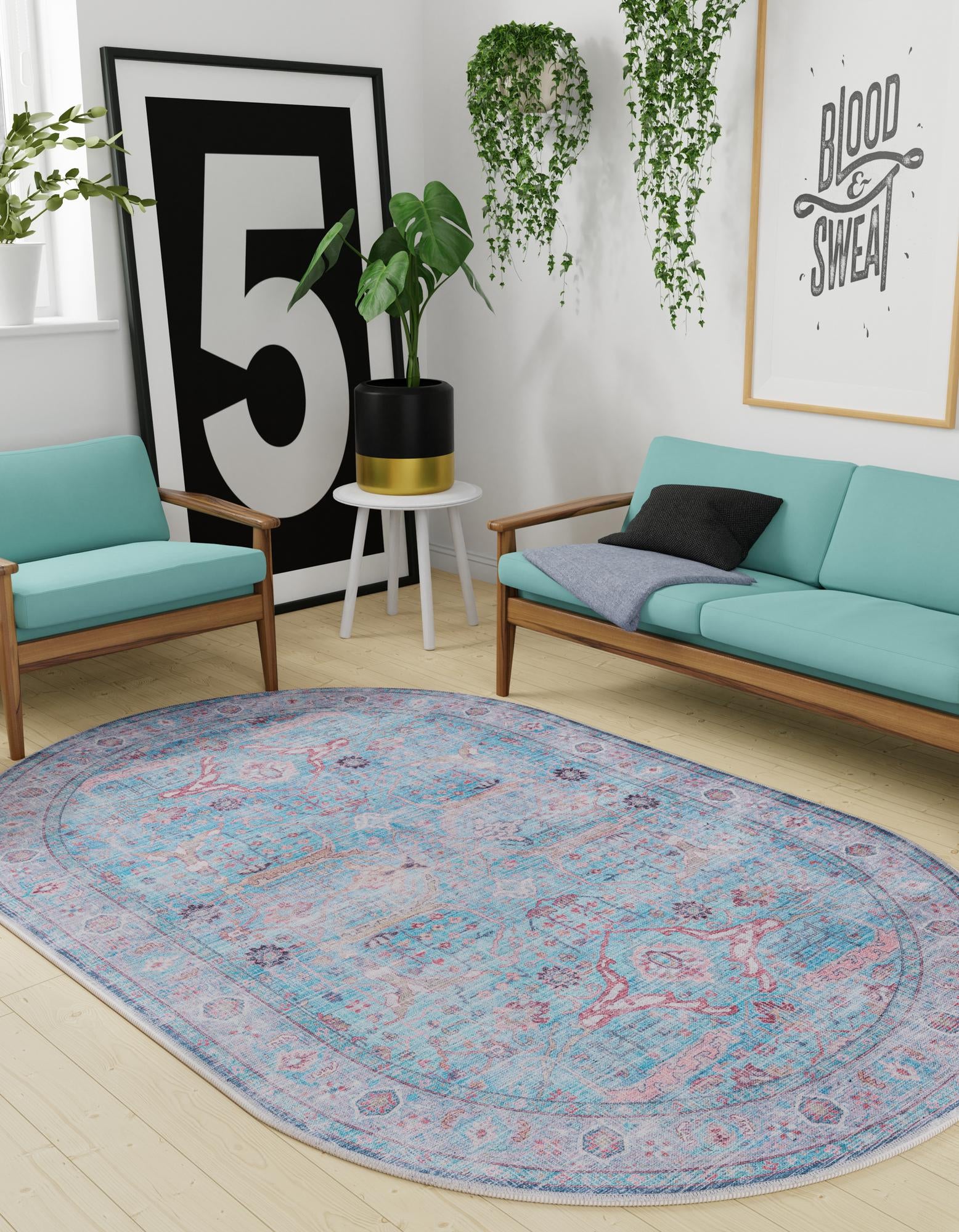 2' x 3' Washable Maahru Oval Rug