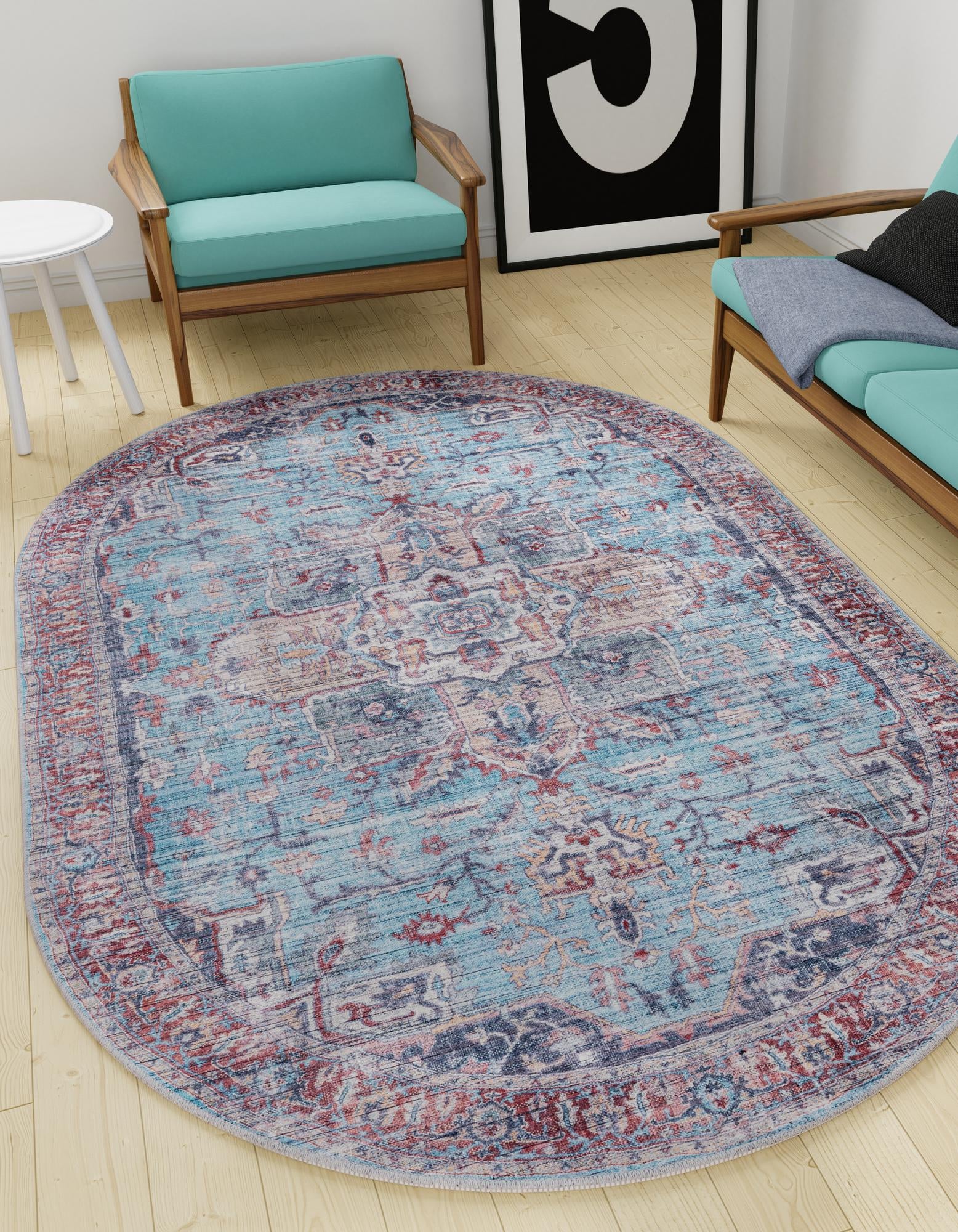 5' 3 x 8' Washable Maahru Oval Rug