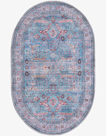 Blue Washable Maahru Oval Rug